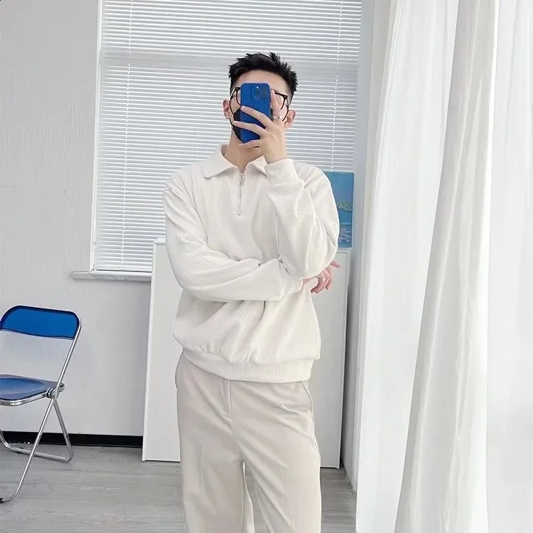 Autumn Half-zip Up Mens Sweatshirt American Style Vintage Loose Fit Casual n Sensibility Niche Top Color Pullover 241230