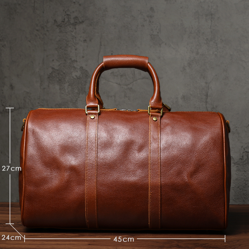 NUKA Brand Travel High Quality Natural Real Leather Lage Bag Retro Handbag Men And Woman Weekend Gym Shoulder Bags