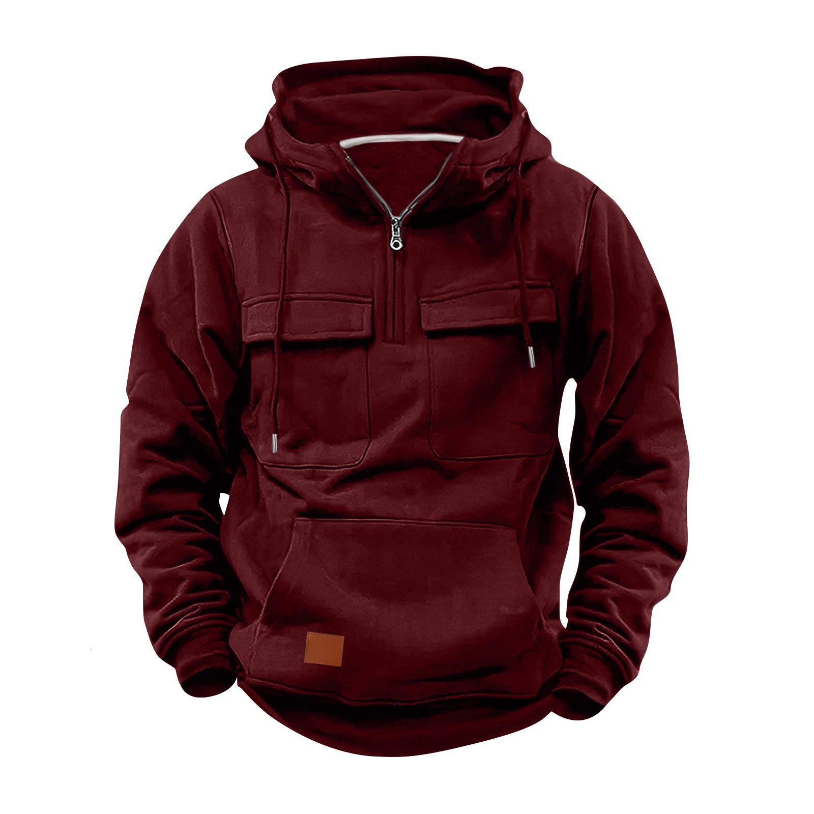 foreign trade american retro tough guy front shoulder hoodie men hooded zipper thick loose ins men motorcycle pullover clothes