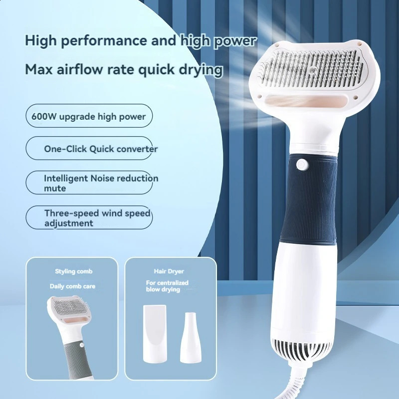 Grooming Brush Dryer 3 in 1 Electric Comb for Dogs and Cats Gentle Shedding Tool Portable Pet Hair Remover 241228