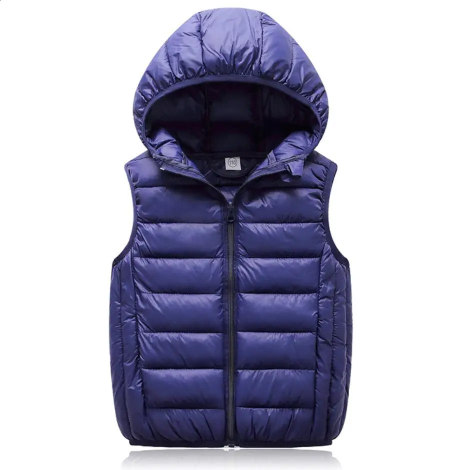 Teenagers Boys Girls Warm Down Vest Autumn Winter Cotton Waistcoat Kids Outerwear Children Clothing Hooded Jacket Vests 241230