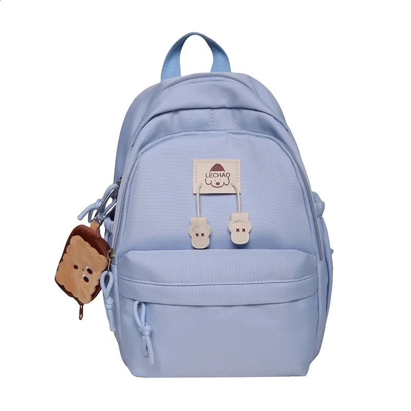 Large Capacity Solid Nylon Zipper Casual School Bags High Quality Soft Interior Zipper Pocket Versatile Backpack 241230