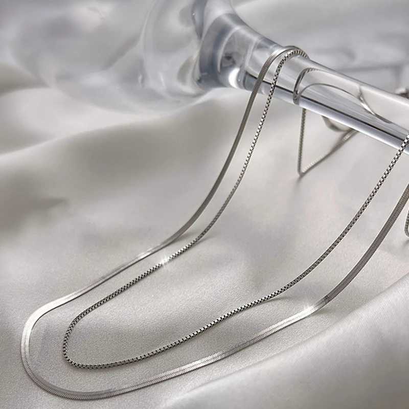 925 sterling silver double-layer snake chain necklace suitable for womens fashion hip-hop retro unique design exquisite jewelry W241230