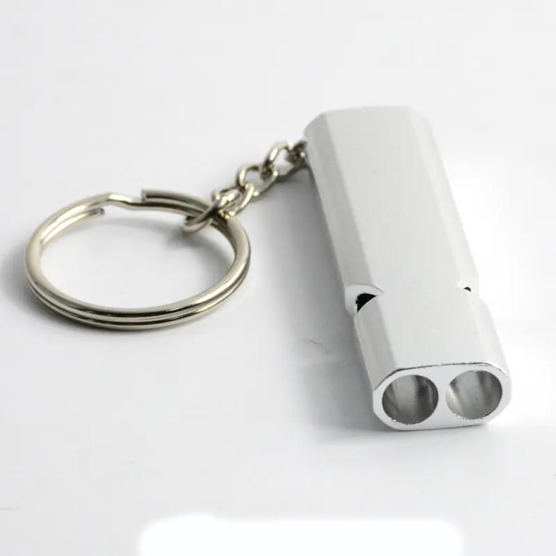 Outdoor Portable Emergency Survival Whistle Double Tube High Frequency Aluminum Camping Rescue Whistle
