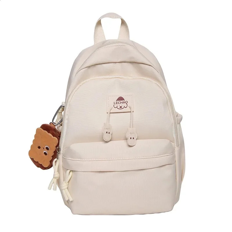 Large Capacity Solid Nylon Zipper Casual School Bags High Quality Soft Interior Zipper Pocket Versatile Backpack 241230