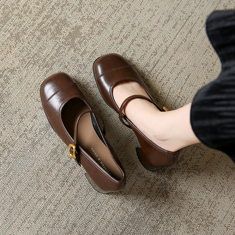Women Dress Shoes High Heel Chunky Heel Fashion Simple Casual Gentle Style Versatile Triple Black Coffee Free shipping