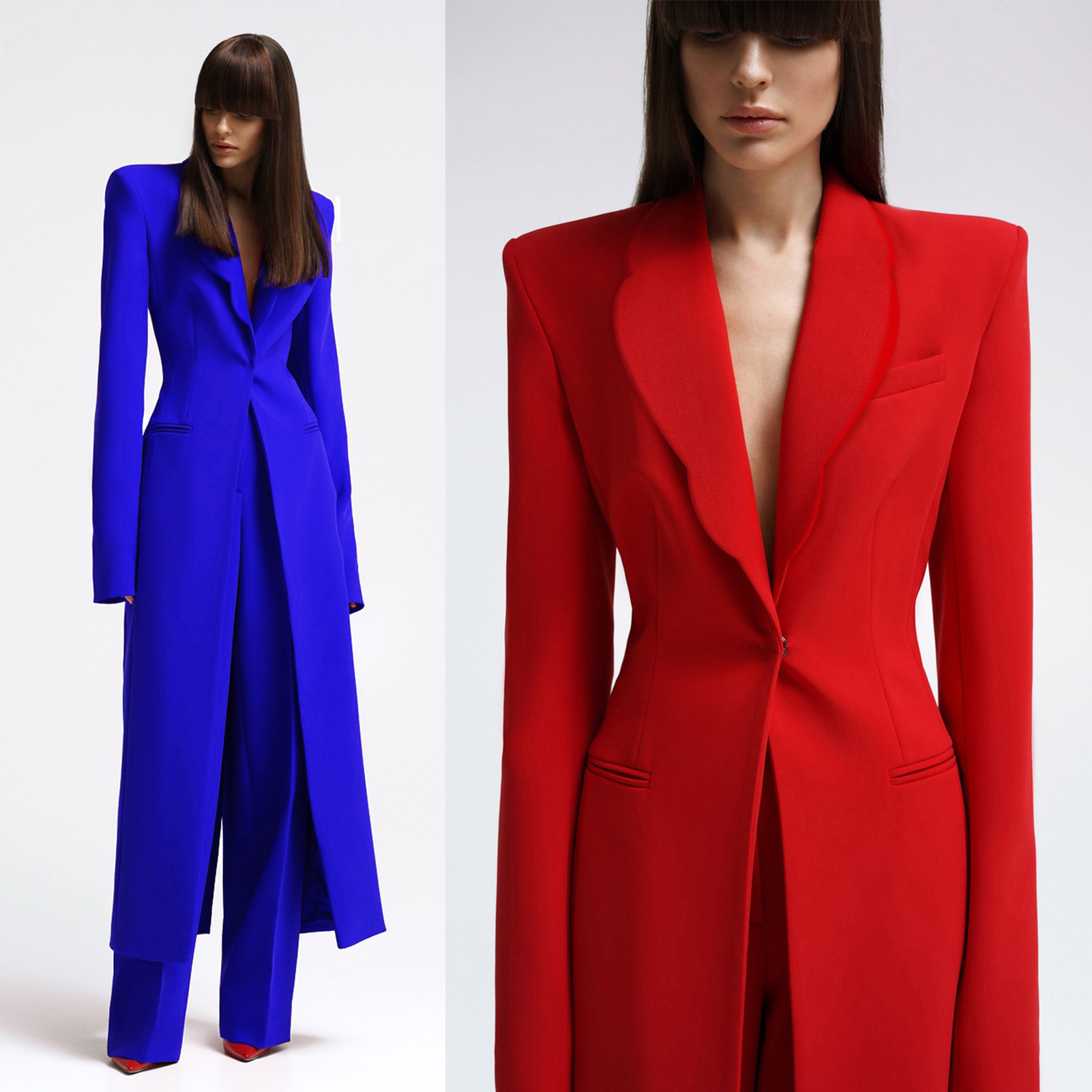 Candy Color Women Long Blazer Sets Slim Fit One Button Prom Birthday Party Formal Wear Custom Made Outfit Jacket 2 Pieces