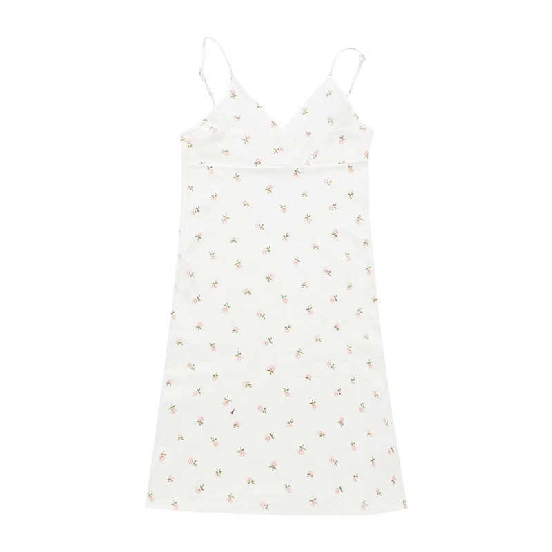 Pure Desire Printed V-neck Suspender Dress for Womens Summer 2024 New Floral Clothing