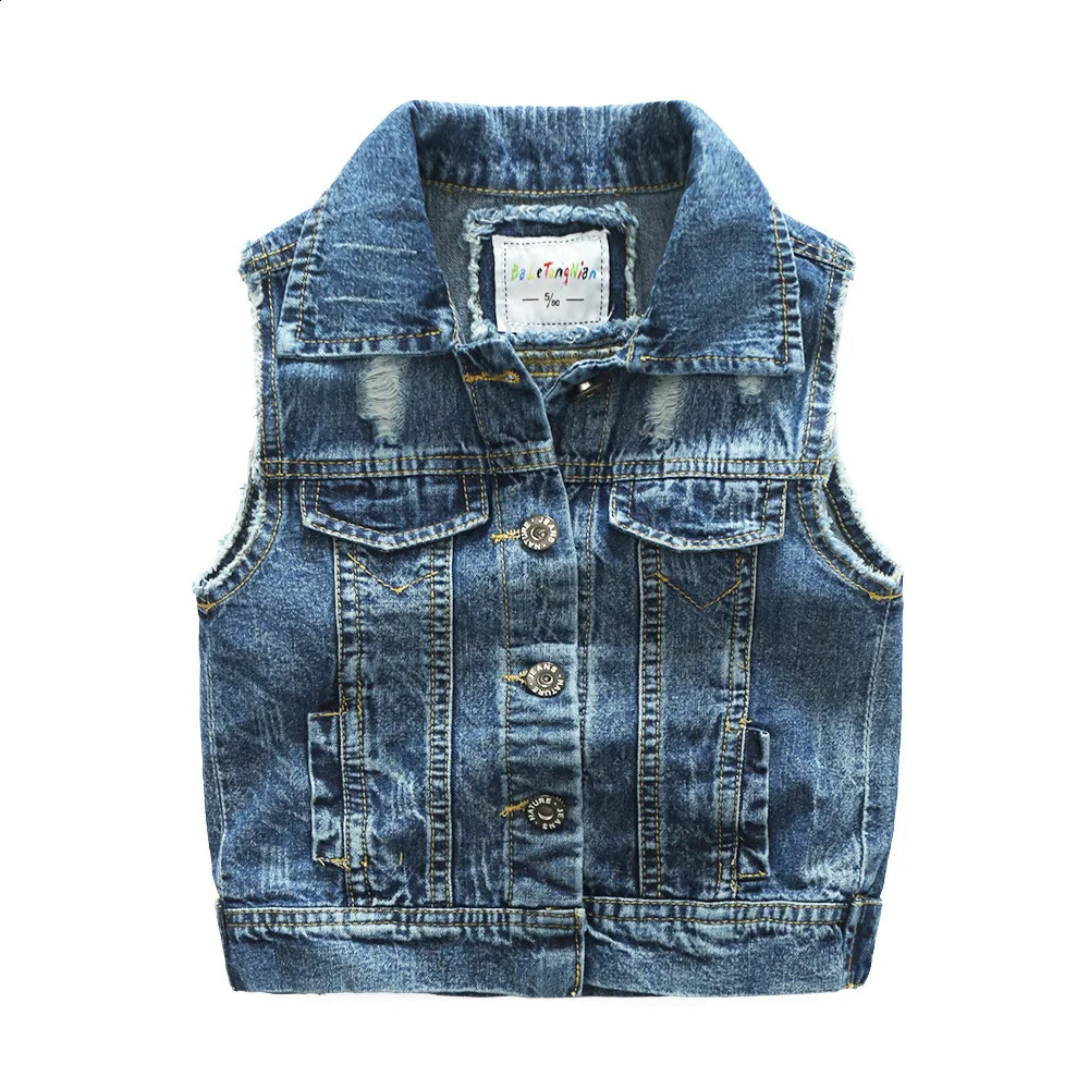 Korean Spring Autumn Children Boys Denim Vest Toddler Boys Sleeveless Jacket 1-6 Years Kid Baby Boy Waistcoat Outerwear 241230