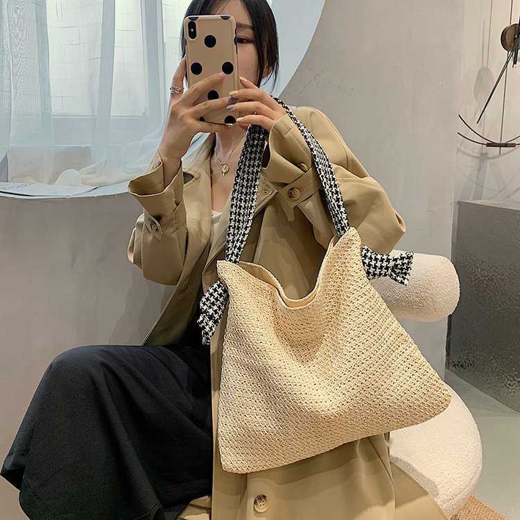 Insen Series Big Bag Fairy 2023 New Large Capacity Holiday Handbag Artistic Grass Weaving Beach Bag Factory