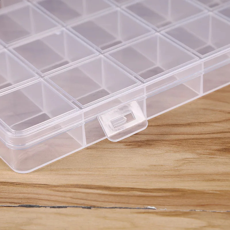 28 Grid Rectangle Plastic Jewelry Box Compartment Storage Case Earring Bead Craft Display Container Organizer 241225