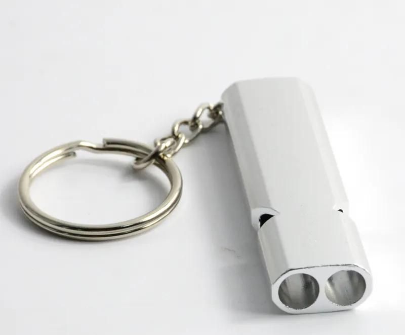 Outdoor Portable Emergency Survival Whistle Double Tube High Frequency Aluminum Camping Rescue Whistle