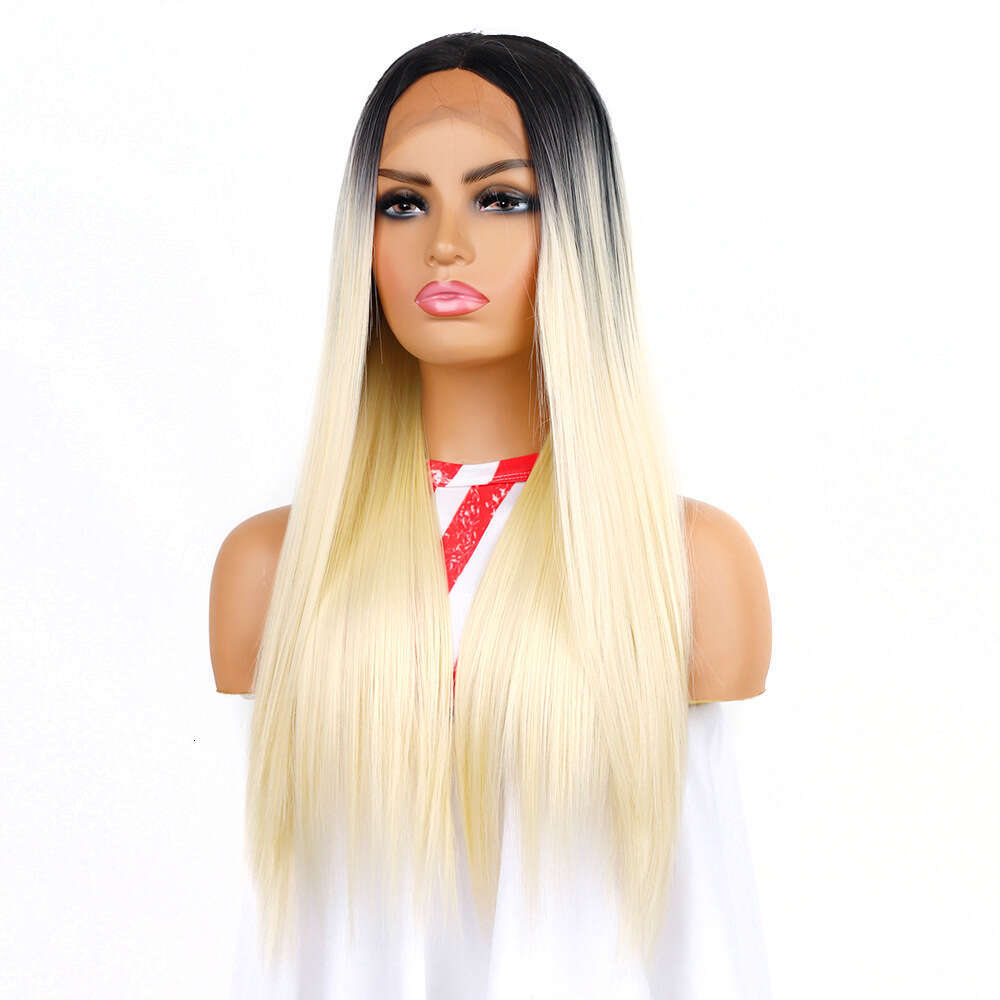 Lace Front Wig Cover T Shape Front Long Straight Hair T-Shaped Front Wig Synthetic Lace Headband Kq2 Kq2