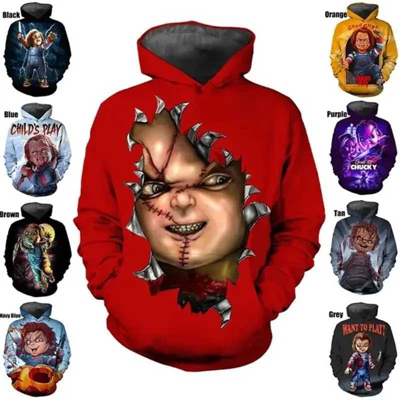 Chucky Doll horror adult game hoodie mens 3D printed new hoodie womens Harajuku fashion y2k zipper hoodie W241230