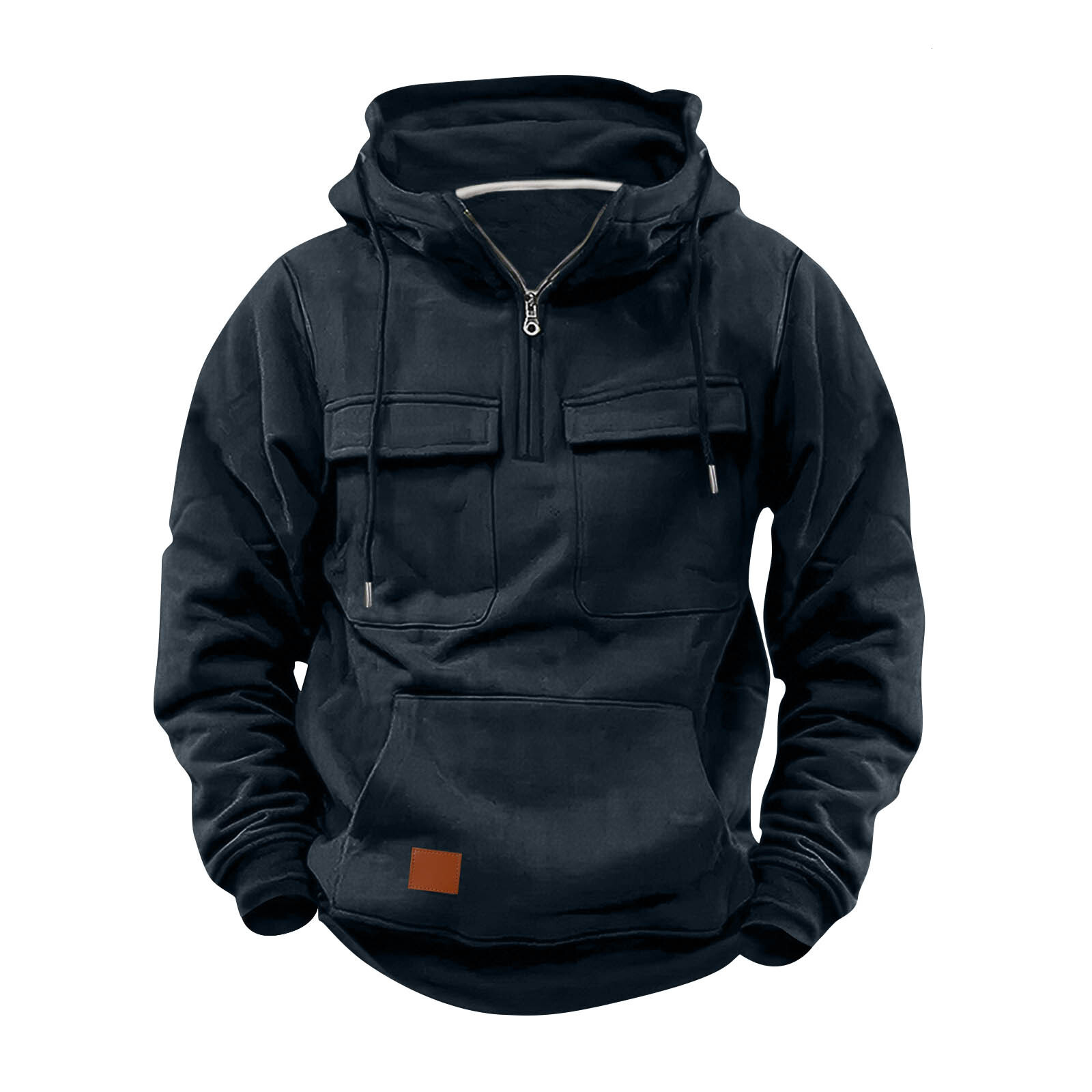 foreign trade american retro tough guy front shoulder hoodie men hooded zipper thick loose ins men motorcycle pullover clothes
