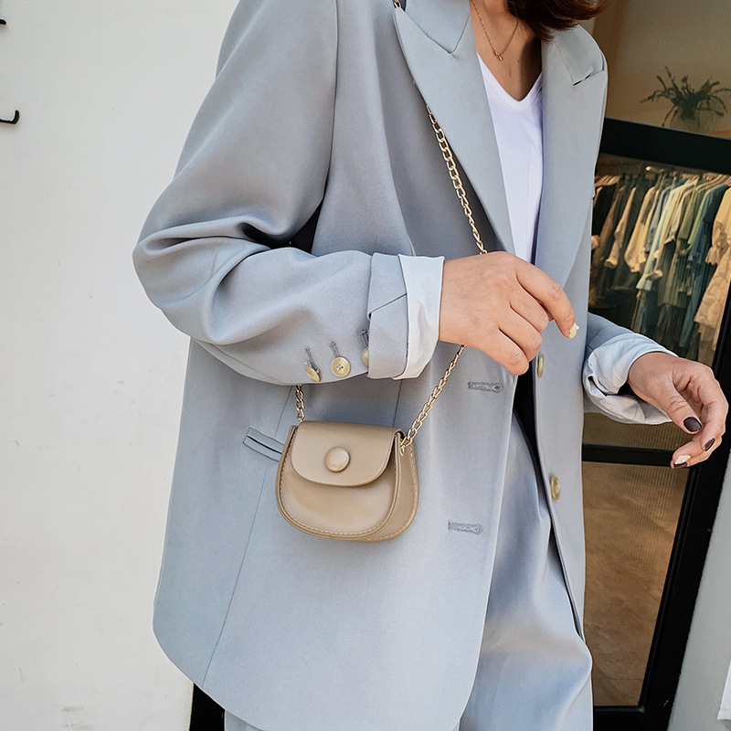 women's mini bag new solid color shoulder bag fashion chain crossbody saddle bag