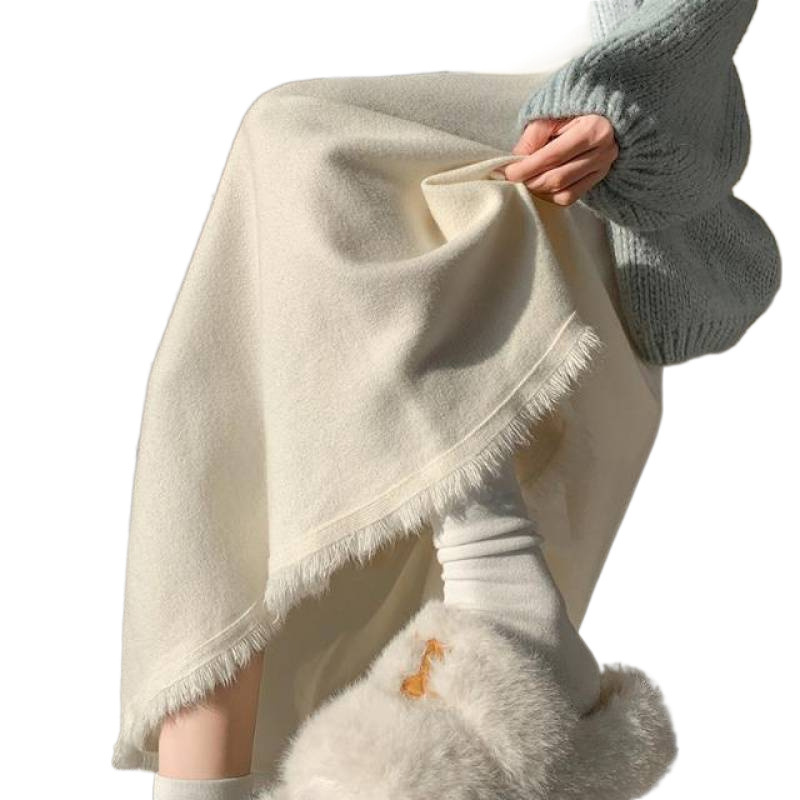 D16750 Knitted skirt for women autumn and winter small size drape large swing umbrella skirt high waist medium length skirt