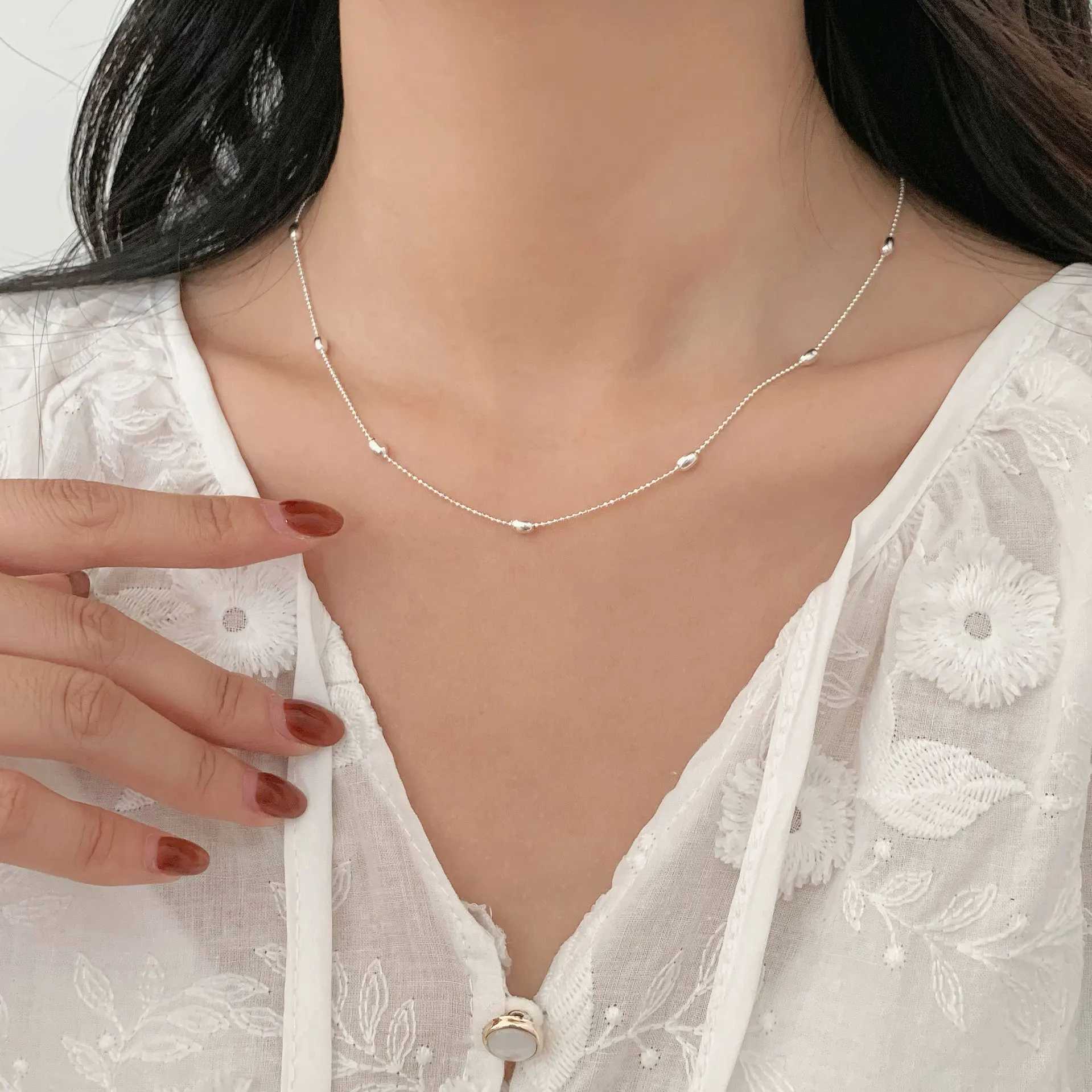 925 pure silver bead necklace suitable for women stylish and elegant Kravik chain womens jewelry gift accessories W241230