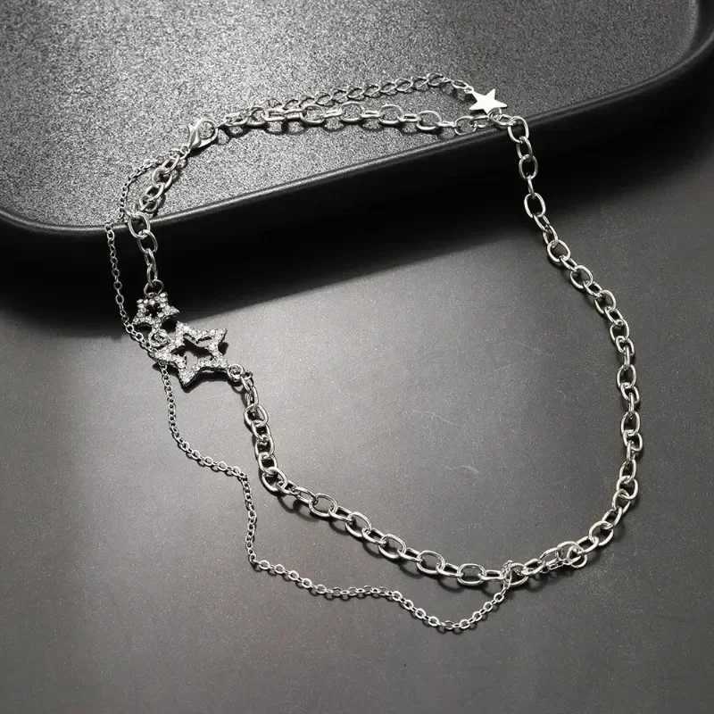 Y2K Star Zircon Pendant Necklace for Women Luxurious Sweet Cool Girl Punk Heart Shaped Necklace New Fashion Jewelry Party Gift W241230