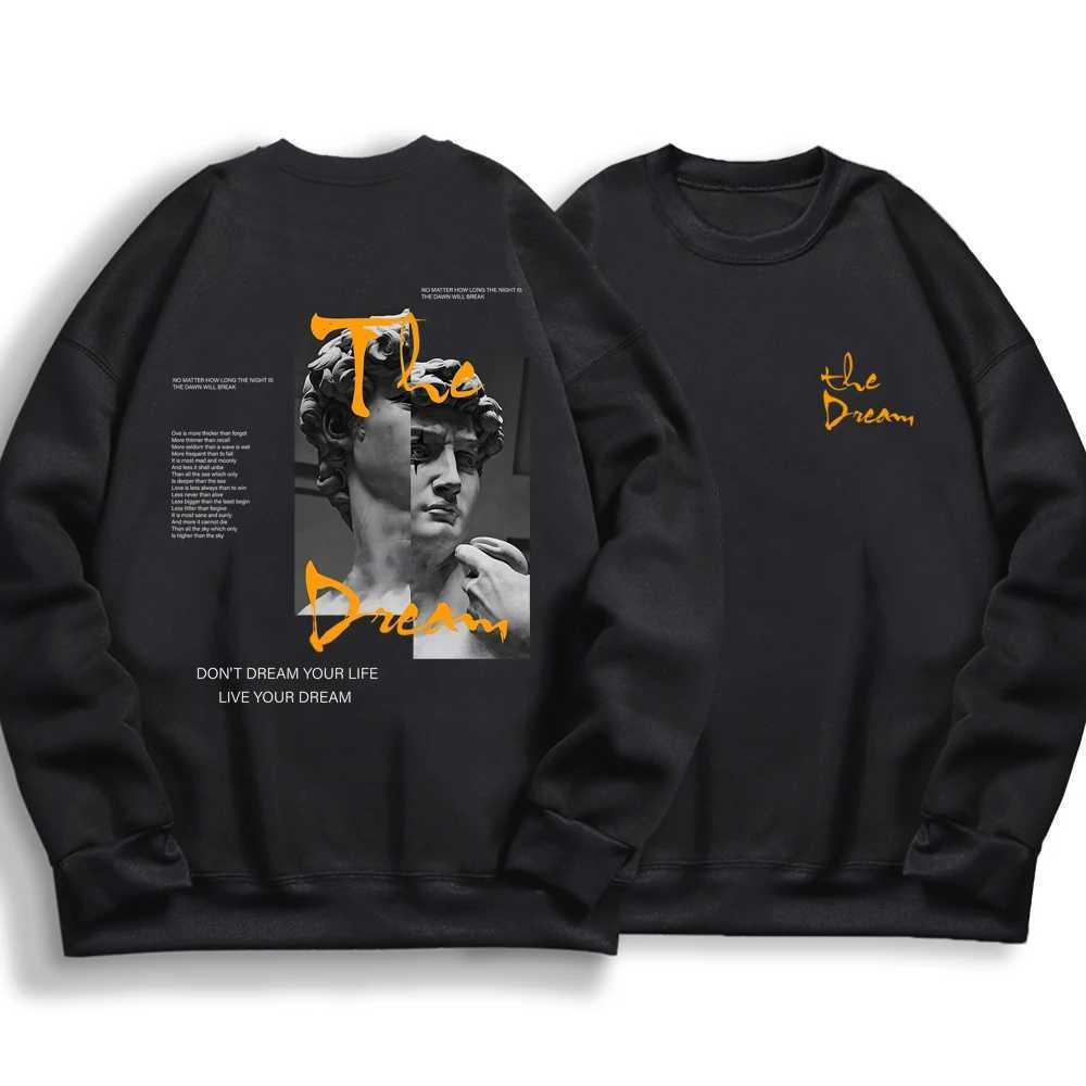 Dont Dream Your Life Live Your Dream Mens Hoodie Ultra fine Wool Pullover Sweatshirt Loose Hoodie Wool Clothing Couple W241230