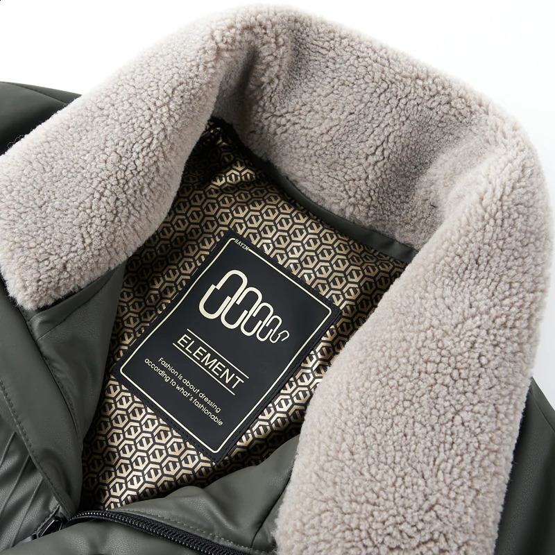 YX-6502 Mens Genuine Leather Down Jacket Winter Sheepskin Stand Up Collar Leather Jacket Casual Thick Warm Jacket Trend 250114