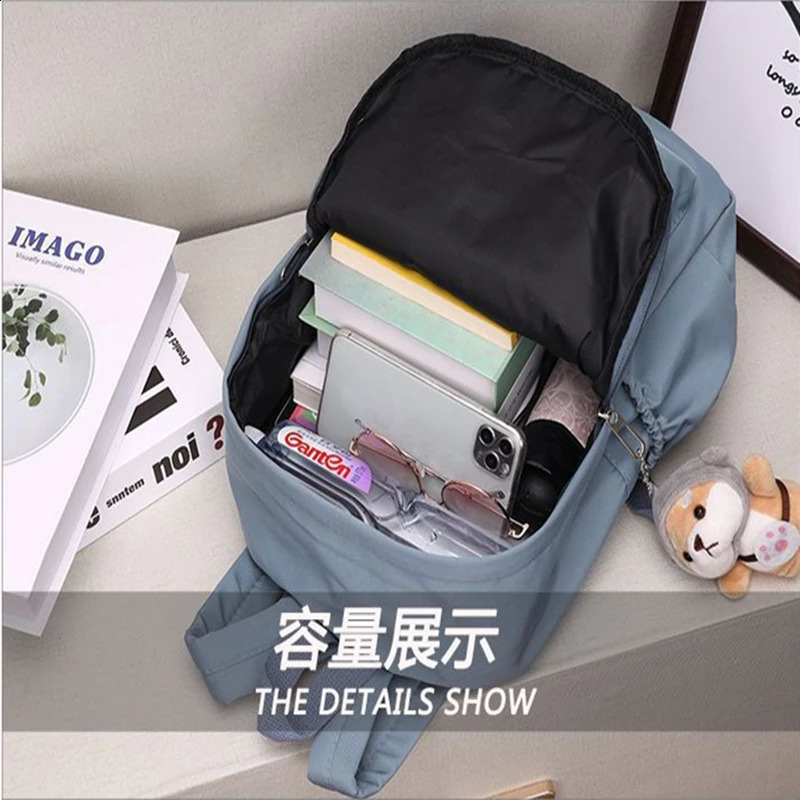 High Quality Waterproof Nylon Women Backpack Female Travel Bag Backpacks Schoolbag for Teenage Girls Solid Color Bookbag 241230