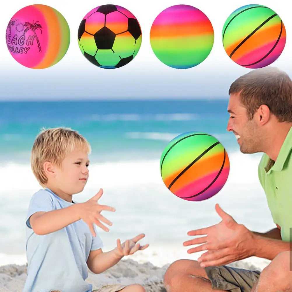 1 Pcs Rainbow Beach Ball Inflatable Summer Beach Ball Garden Game Beach Toy Swim Rainbow Volleyball Rubber Kids Net Pool B7O6XJ241230