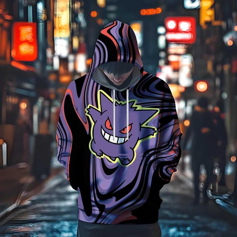 (Miniso) Japanese anime Pocket Monsters Gengar autumn hoodie Street waist style comfortable shirt mens hoodie new hoodie and sweatshirt W241230