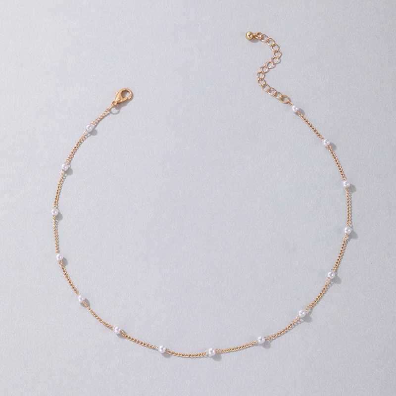 2024 New Bead Womens Necklace Kpop Pearl Necklace Gold Gothic Necklace W241230