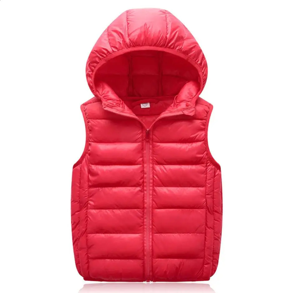 Teenagers Boys Girls Warm Down Vest Autumn Winter Cotton Waistcoat Kids Outerwear Children Clothing Hooded Jacket Vests 241230