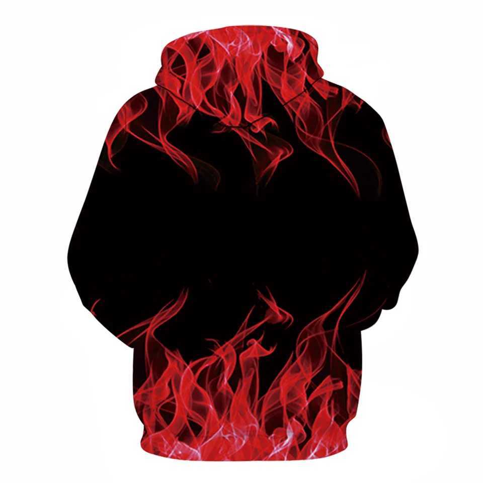 Fashion Trend Mens Casual Hoodie 3D Digital Printing Flame Nylon Hoodie Size Up W241230