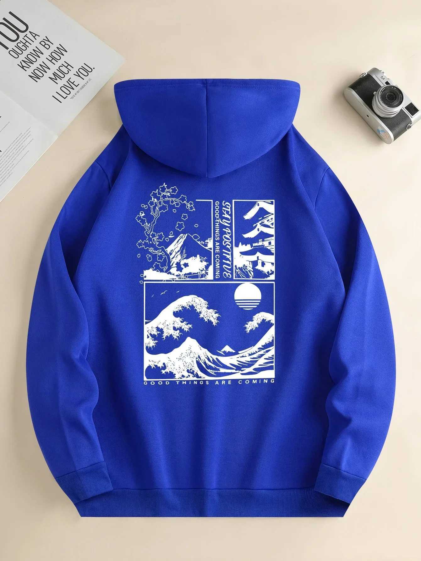 Hot selling fashionable hooded sweatshirt mens landscape printed long sleeved casual daily floral edition hooded sweatshirt S-3XL W241230