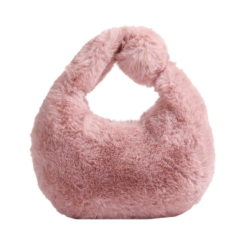 Internet celebrity furry handbag for women 2023 new fashionable and stylish cute one shoulder handbag plush versatile hand-held small bag 241230