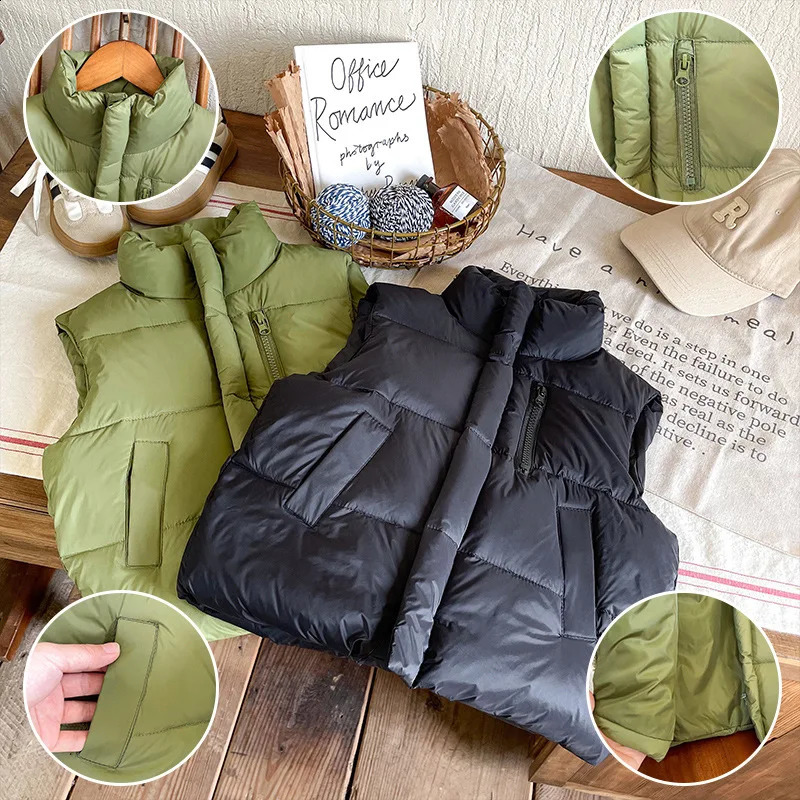 kids Winter Autumn Down Vest Coat Boys Girls Warm Waistcoat Outerwear Clothing Infant Jacket Children White Duck Down Clothes 241230
