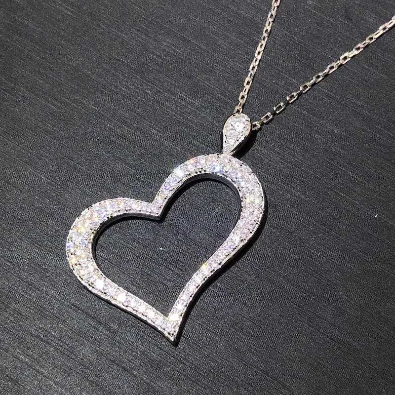 925 sterling silver heart-shaped pendant necklace suitable for women sparkling cubic zirconia necklace wedding party jewelry gift W241230
