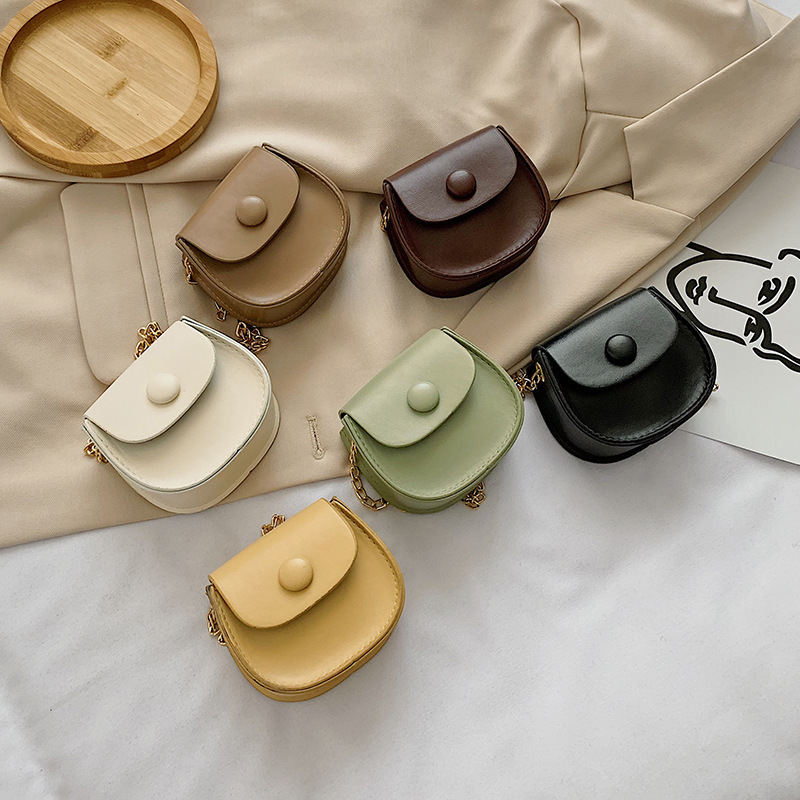 women's mini bag new solid color shoulder bag fashion chain crossbody saddle bag