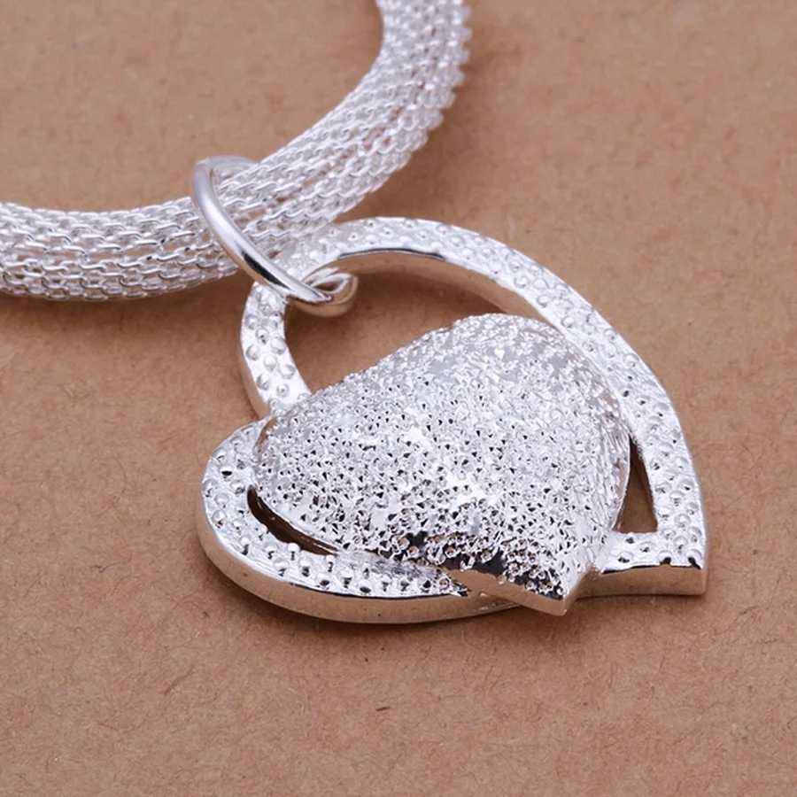 925 sterling silver necklace gorgeous charm fashionable heart-shaped wedding La womens noble luxury 18 inches 45cm jewelry W241230