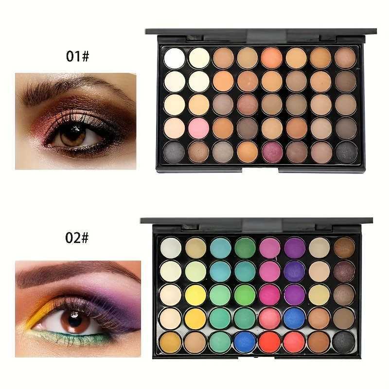 40 Colors Glitter Eyeshadow Palette with 5 Brushes Matte Waterproof Long Lasting Pressed Powder Cosmetics MakeUp KXJ241230