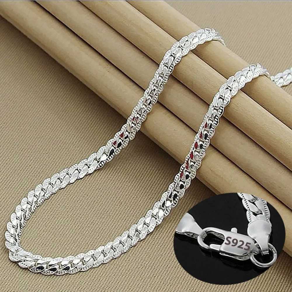 N 925 sterling silver 6MM full side chain necklace suitable for women mens fashion jewelry sets wedding gift jewelry W241230