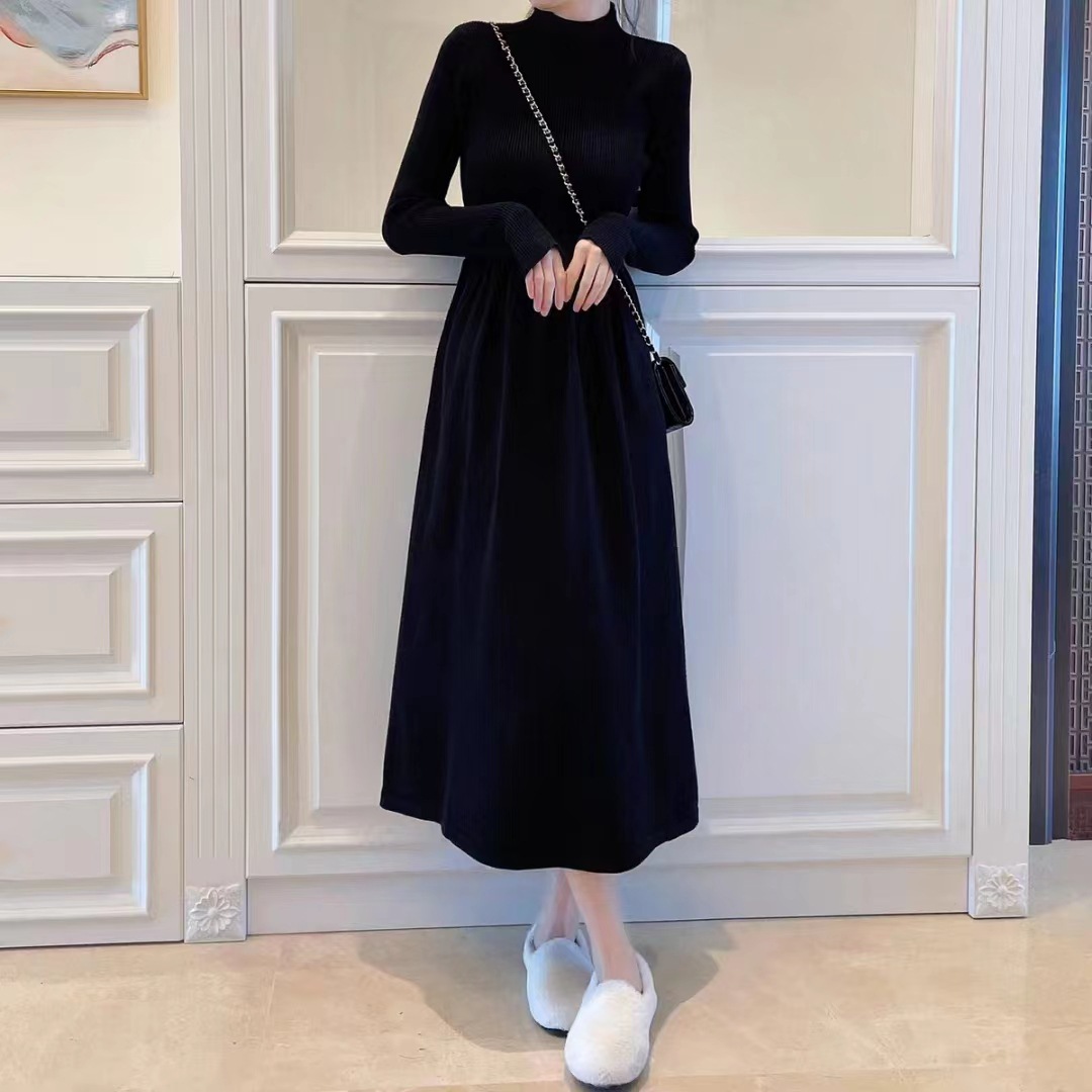 P31158 Fashionable slim fit coat bottoming inner dress female autumn and winter new Korean style knitted sweater long skirt