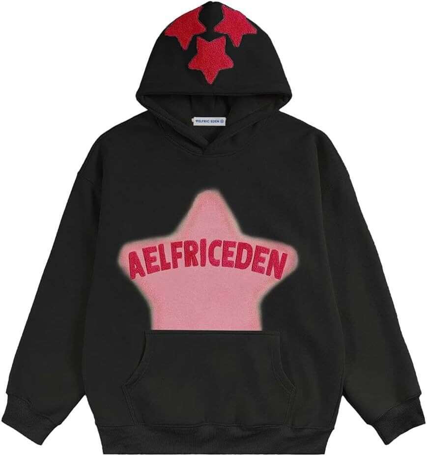 American High Street Y2K Trendy Brand Hip Hop AELFRICEDEN Star Printed Casual Sports Hoodie