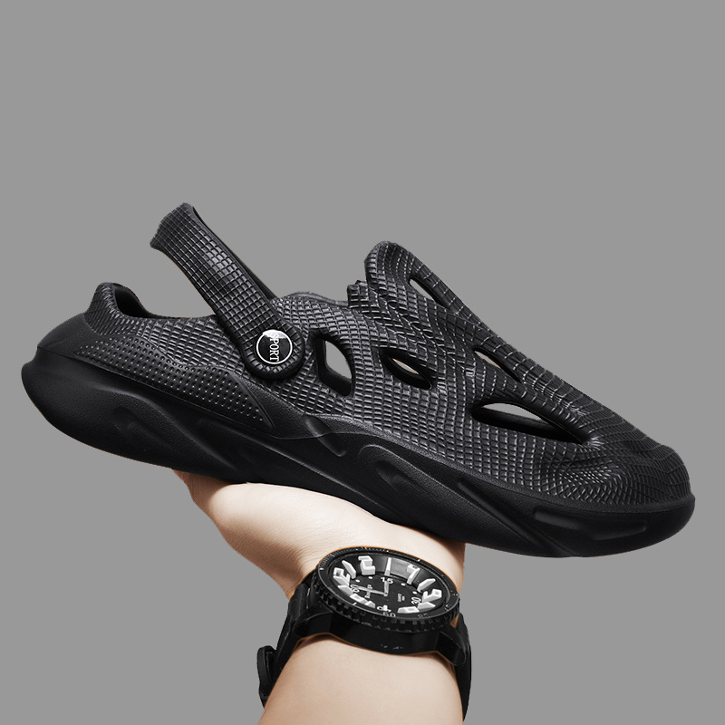 2025 new Free shipping designer slippers for mens black grey khaki Hollow out beach sandals
