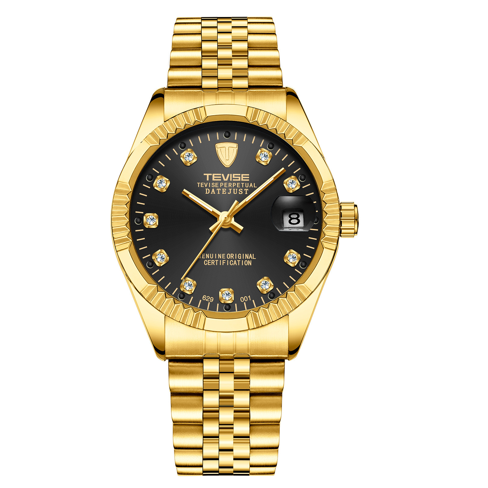 TEVISE Mechanical Watchs Men Waterproof Business Calendar Watch, a Simple Stainless Steel Designer Mens Watch Luminous Automatic Wristwatch T011 629-0