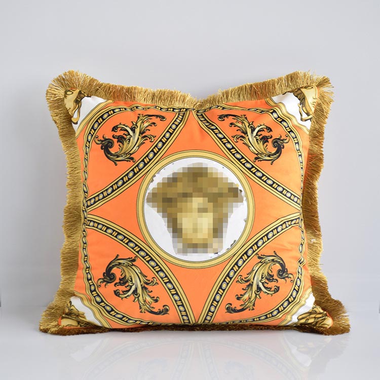 Designer European fashion series tassel sofa pillow model villa living room bedroom decorative square cushion