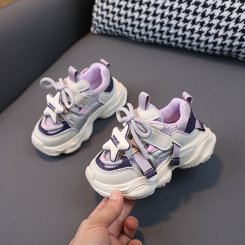 2025 Kids Sport Shoes Fashion Cross-tied Mesh Toddler Boys Sneakers Spring Autumn Kidsnest Children Girls Outdoor Running Shoes Sizes US5C-US12.5C