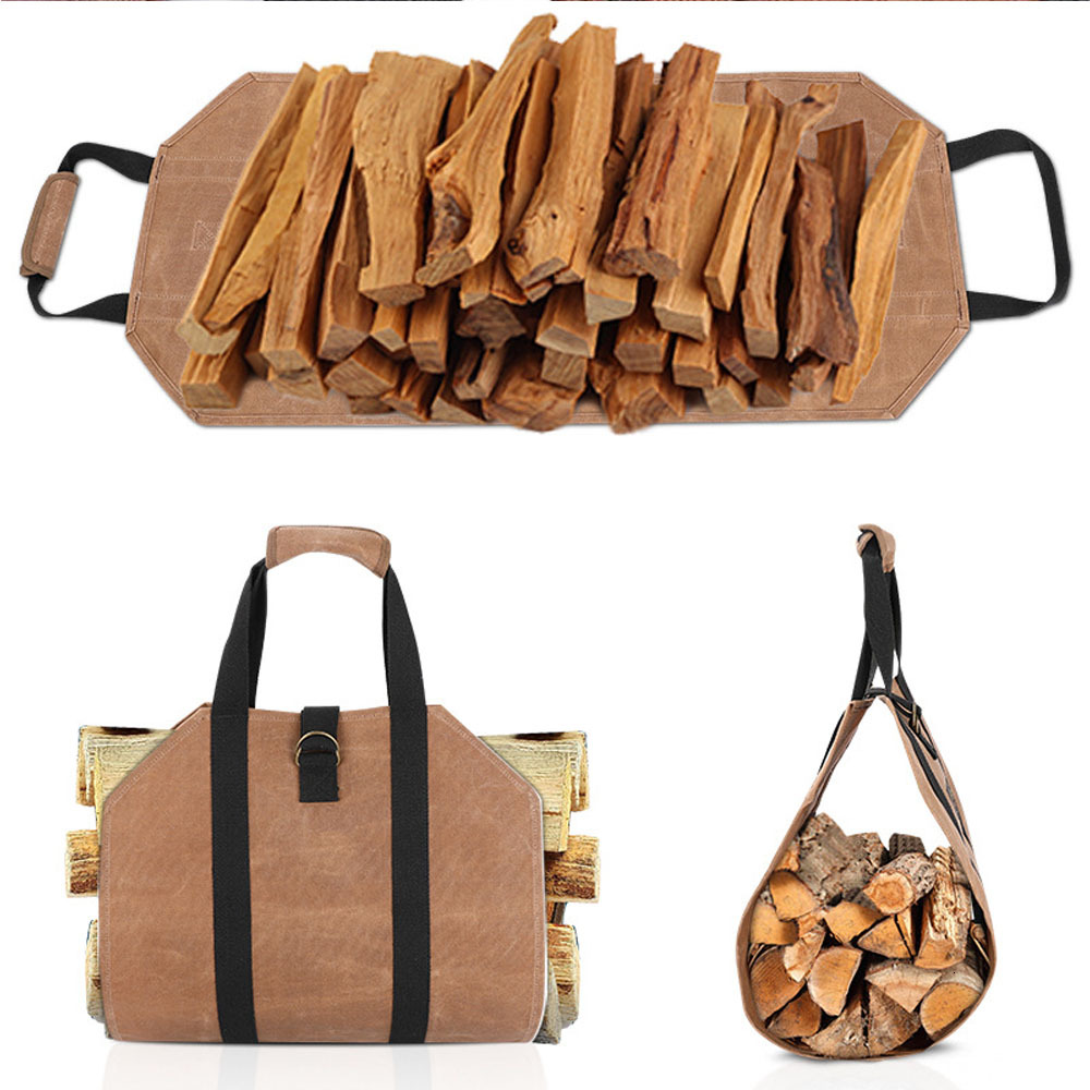 Large Capacity Storage Waterproof Scratch-Resistant Log Carrier Outdoor Camping Firewood Holder Wood Carry Bag