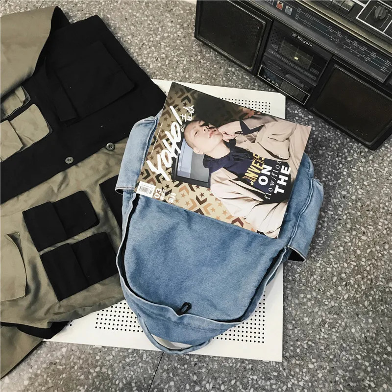 Womens Backpack Cowboy Childrens Bag Denim Korean Version Shoulder Bags Teenager Girl College Student School For Men Rucksack 241230