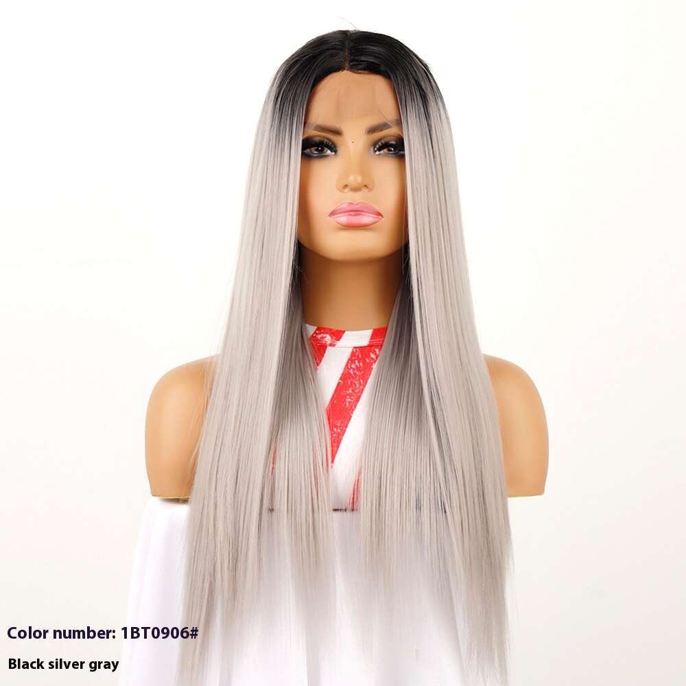 Lace Front Wig Cover T Shape Front Long Straight Hair T-Shaped Front Wig Synthetic Lace Headband Kq2 Kq2