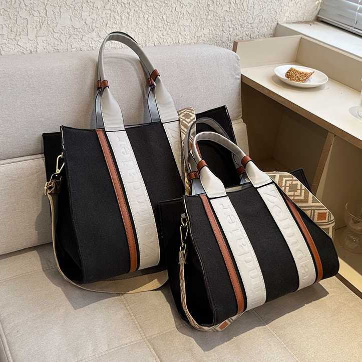 Female high-end niche tote bag contrasting color handbag large capacity commuting crossbody bag 241215