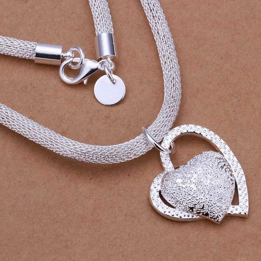 DOTEFFIL 925 sterling silver gorgeous charm fashion charm heart-shaped wedding La necklace Noble Luxury 18 inch silver jewelry W241230